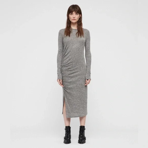 All saints Tina dress gray midi size medium - Picture 1 of 11